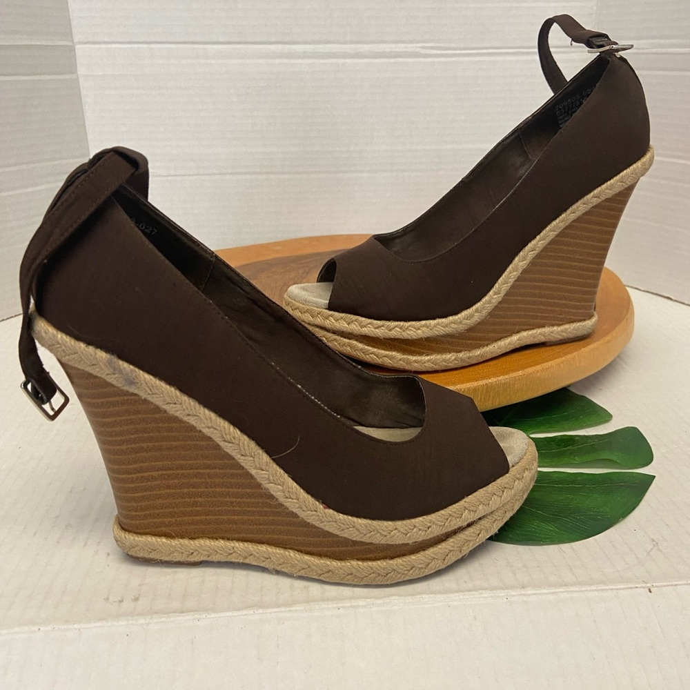 Colin Stuart Ankle Strap Peep Toe Wedges